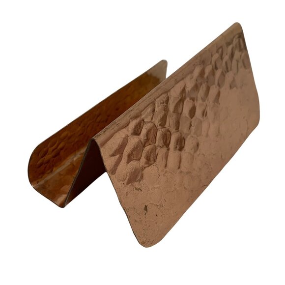 Hammered Copper Business Card Holders - Set Of 2 - Home Office Desk Accessory - Picture 10 of 11